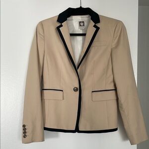 Women's Beige Blazer with Black Trim